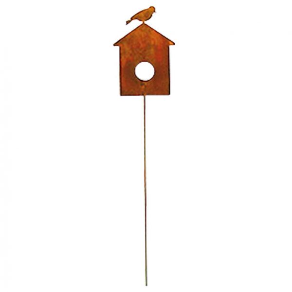 Birdhouse Rusted Garden Stake