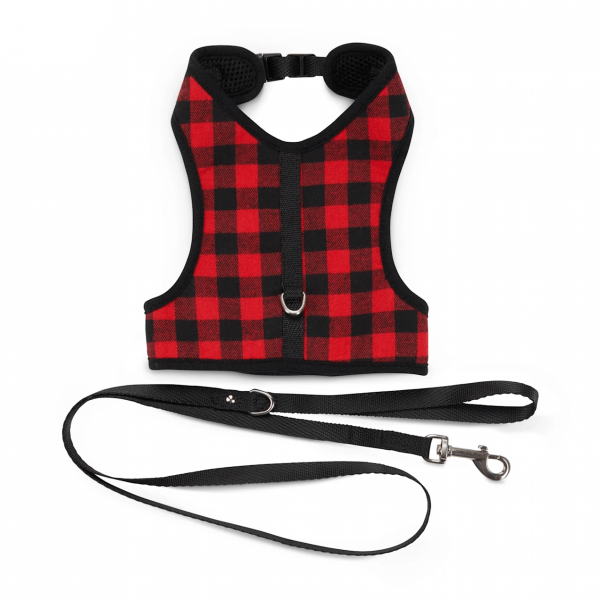 Bond & Co. Buffalo-Check Cat Harness and Leash Set