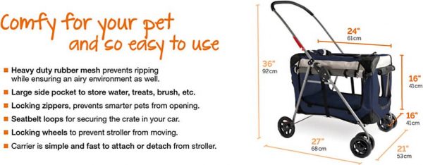 PetLuv Happy Cat Soft-Sided 3-in-1 Pet Stroller - Image 9